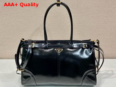 Prada Large Leather Handbag in Black 1BA433 Replica