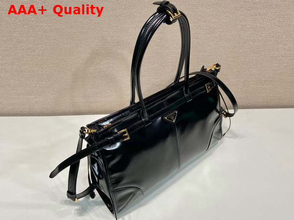 Prada Large Leather Handbag in Black 1BA433 Replica