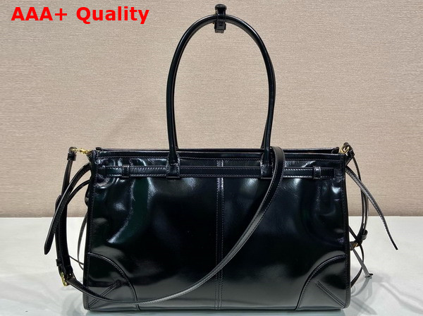 Prada Large Leather Handbag in Black 1BA433 Replica