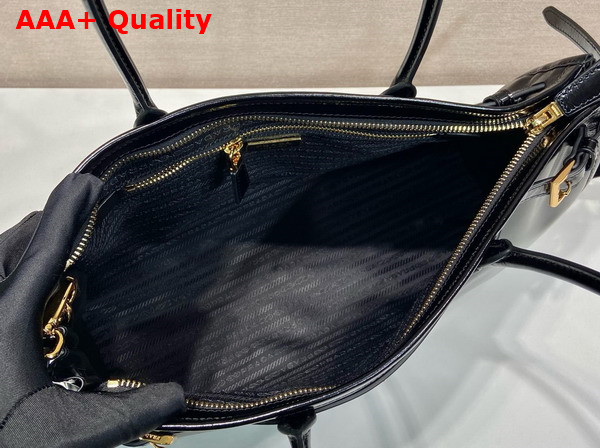 Prada Large Leather Handbag in Black 1BA433 Replica