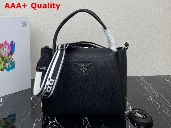 Prada Large Leather Handbag in Black 1BC170 Replica