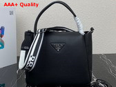 Prada Large Leather Handbag in Black 1BC170 Replica