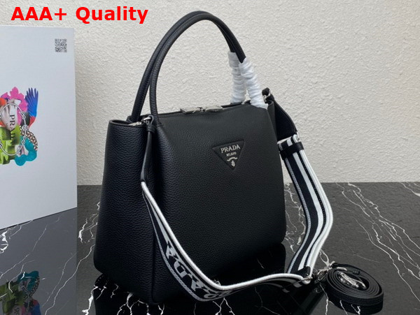 Prada Large Leather Handbag in Black 1BC170 Replica