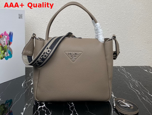 Prada Large Leather Handbag in Clay Grey 1BC170 Replica