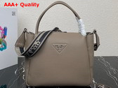 Prada Large Leather Handbag in Clay Grey 1BC170 Replica