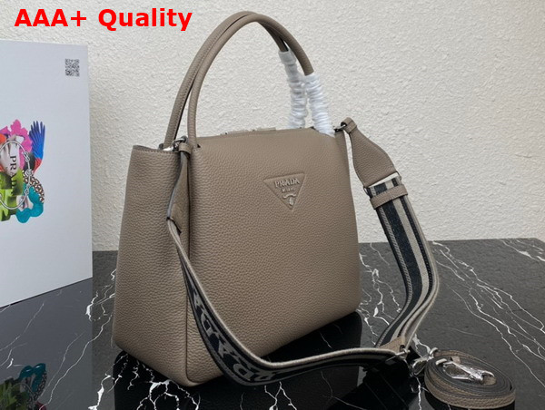 Prada Large Leather Handbag in Clay Grey 1BC170 Replica