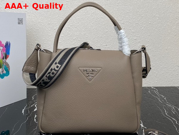 Prada Large Leather Handbag in Clay Grey 1BC170 Replica