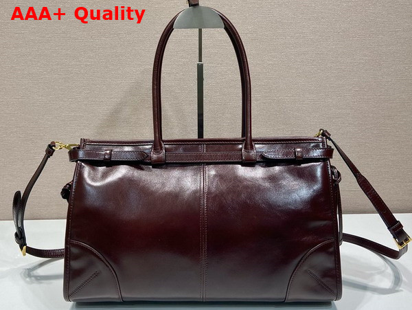 Prada Large Leather Handbag in Dark Brown 1BA433 Replica