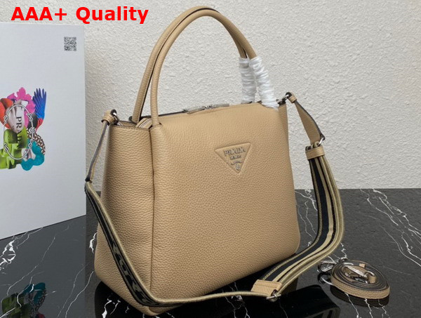 Prada Large Leather Handbag in Sand Color 1BC170 Replica