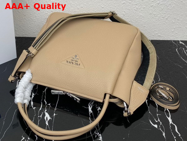 Prada Large Leather Handbag in Sand Color 1BC170 Replica