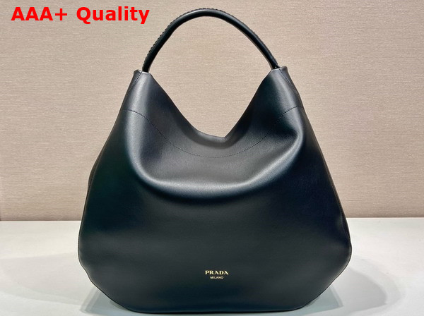 Prada Large Leather Shoulder Bag in Black 1BC219 Replica