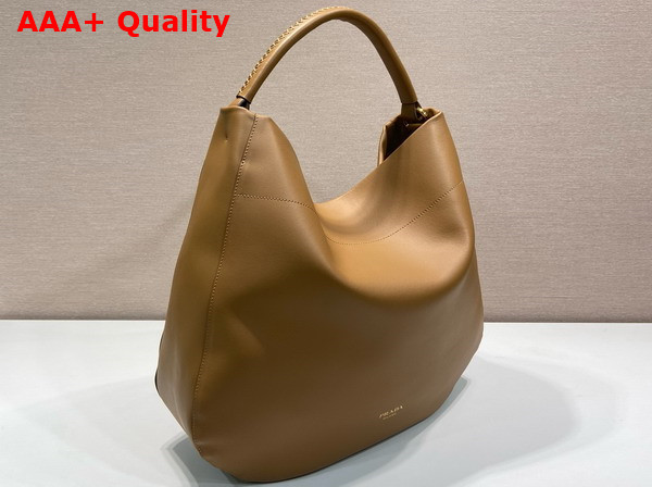 Prada Large Leather Shoulder Bag in Caramel 1BC219 Replica