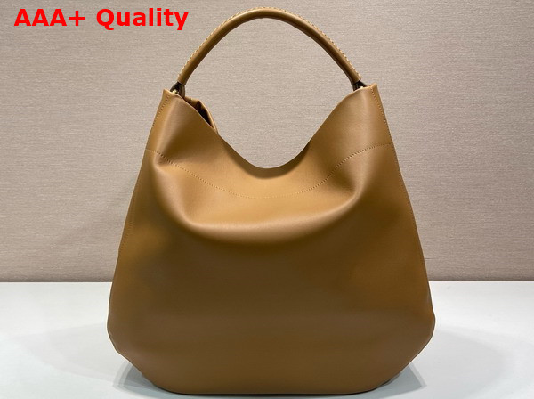 Prada Large Leather Shoulder Bag in Caramel 1BC219 Replica