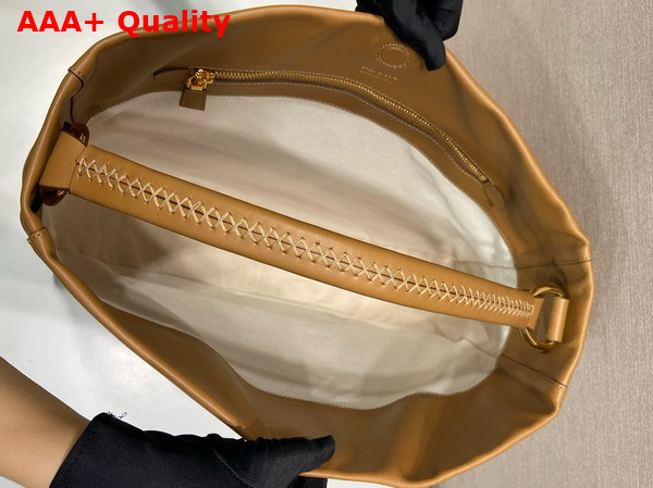 Prada Large Leather Shoulder Bag in Caramel 1BC219 Replica