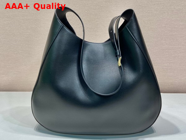 Prada Large Leather Shoulder Bag with Topstitching Black 1BC181 Replica