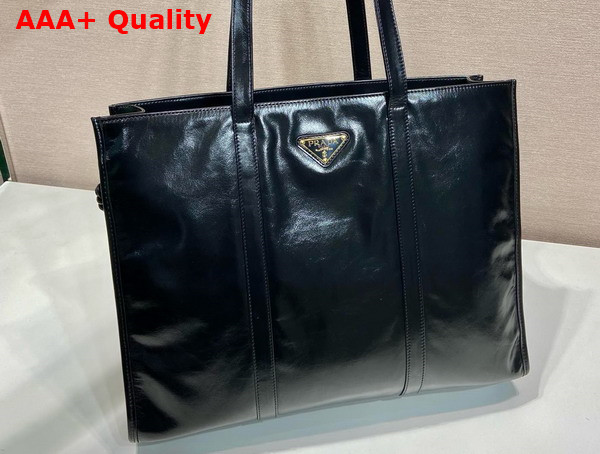 Prada Large Leather Tote Bag in Black 1BG460 Replica