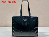 Prada Large Leather Tote Bag in Black 1BG460 Replica