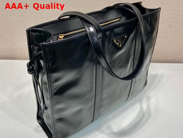 Prada Large Leather Tote Bag in Black 1BG460 Replica