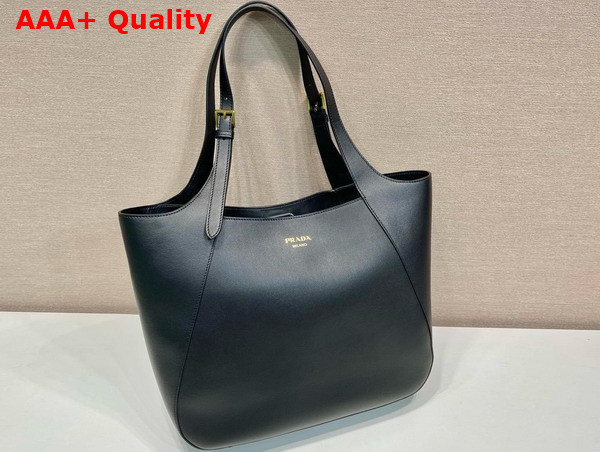 Prada Large Leather Tote Bag in Black 1BG512 Replica