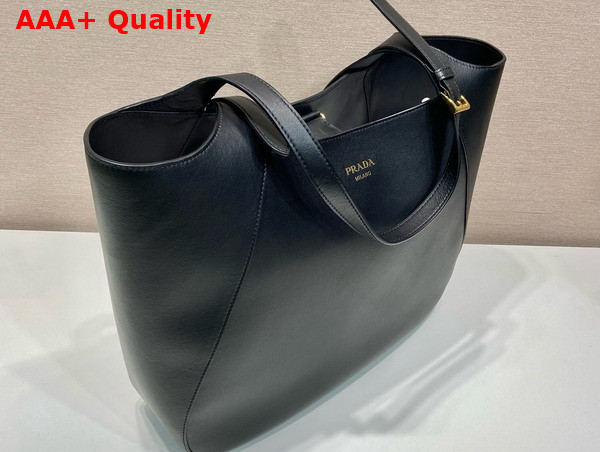 Prada Large Leather Tote Bag in Black 1BG512 Replica