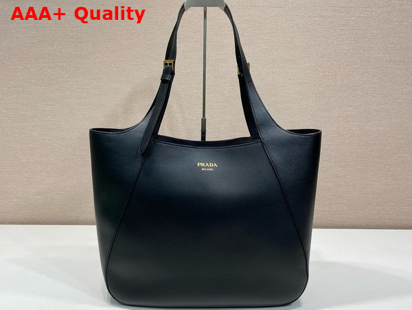 Prada Large Leather Tote Bag in Black 1BG512 Replica