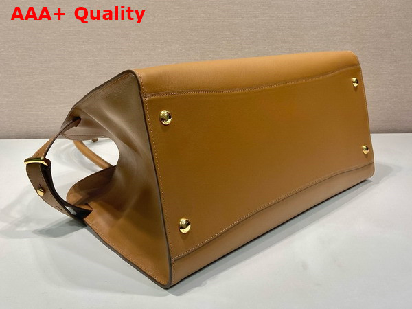 Prada Large Leather Tote Bag in Caramel 1BG508 Replica