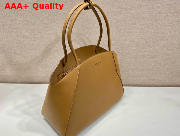 Prada Large Leather Tote Bag in Caramel 1BG510 Replica