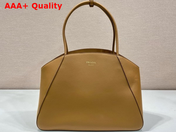 Prada Large Leather Tote Bag in Caramel 1BG510 Replica