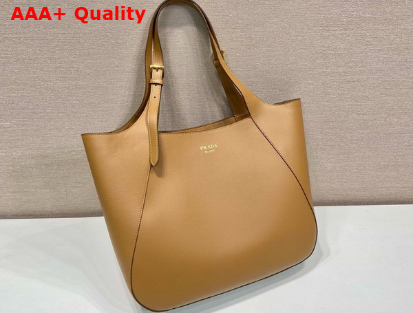 Prada Large Leather Tote Bag in Caramel 1BG512 Replica