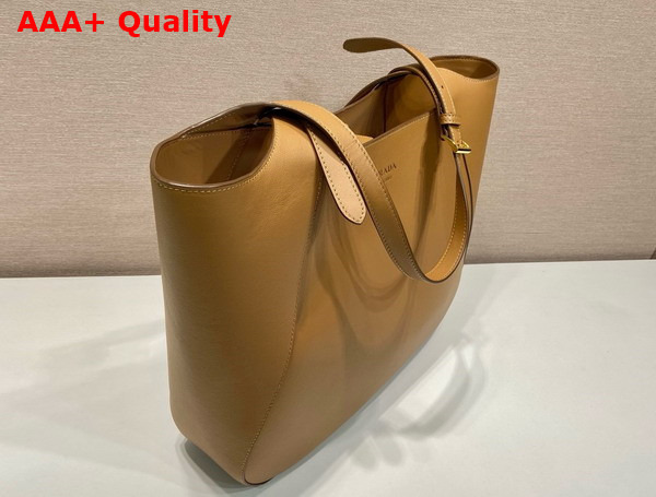 Prada Large Leather Tote Bag in Caramel 1BG512 Replica