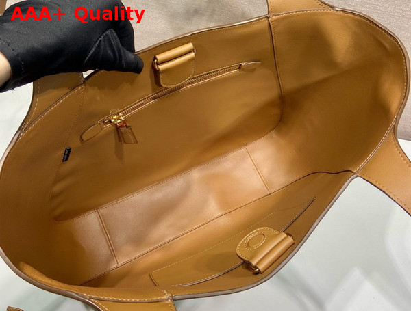 Prada Large Leather Tote Bag in Caramel 1BG512 Replica