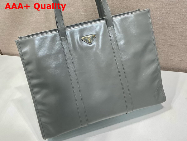 Prada Large Leather Tote Bag in Pewter 1BG460 Replica