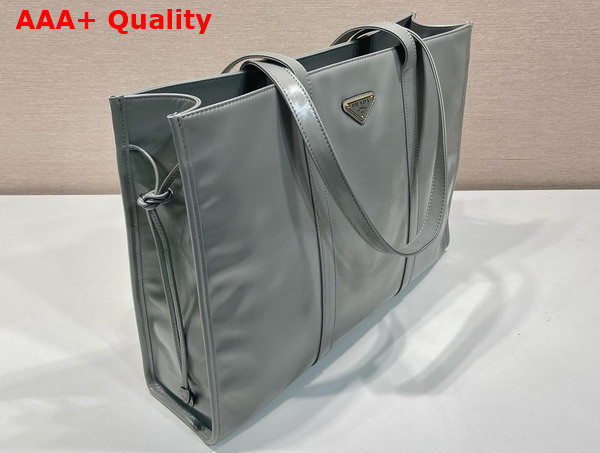 Prada Large Leather Tote Bag in Pewter 1BG460 Replica