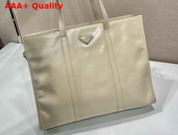 Prada Large Leather Tote Bag in Travertine 1BG460 Replica