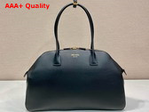 Prada Large Leather Tote Bag with Zipper Closure in Black 1BG506 Replica