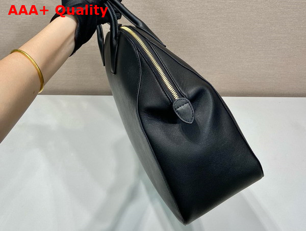 Prada Large Leather Tote Bag with Zipper Closure in Black 1BG506 Replica