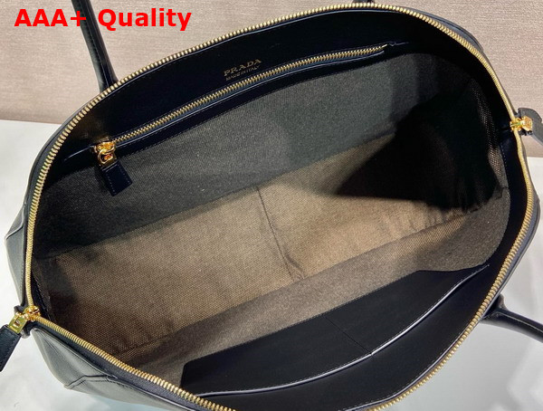 Prada Large Leather Tote Bag with Zipper Closure in Black 1BG506 Replica