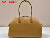 Prada Large Leather Tote Bag with Zipper Closure in Caramel 1BG506 Replica