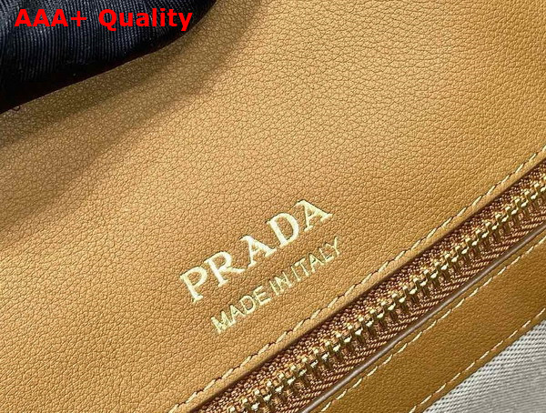 Prada Large Leather Tote Bag with Zipper Closure in Caramel 1BG506 Replica