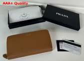 Prada Large Leather Wallet in Caramel 1ML506 Replica