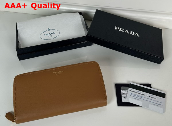 Prada Large Leather Wallet in Caramel 1ML506 Replica