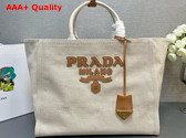 Prada Large Linen Blend Tote Bag in Natural 1BG473 Replica