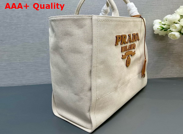 Prada Large Linen Blend Tote Bag in Natural 1BG473 Replica