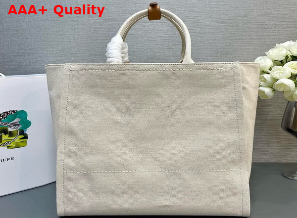 Prada Large Linen Blend Tote Bag in Natural 1BG473 Replica