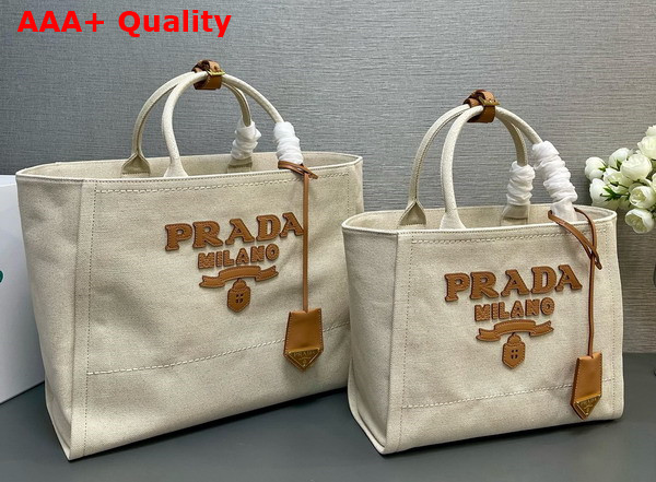 Prada Large Linen Blend Tote Bag in Natural 1BG473 Replica