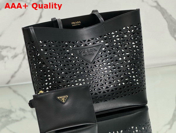 Prada Large Perforated Leather Tote Bag in Black 1BG503 Replica