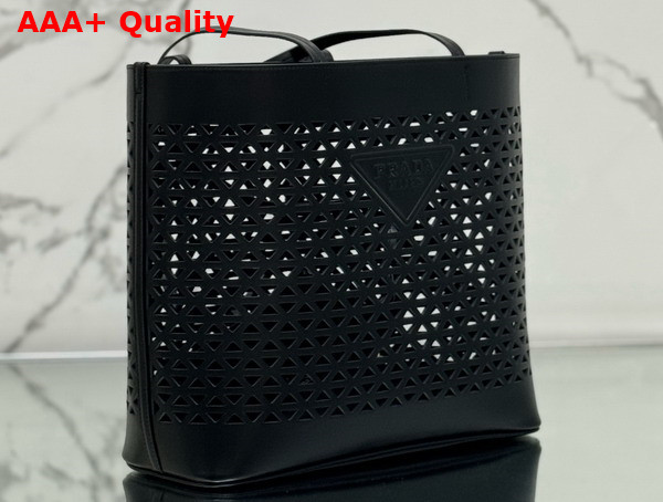 Prada Large Perforated Leather Tote Bag in Black 1BG503 Replica