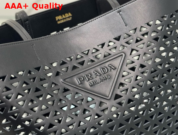 Prada Large Perforated Leather Tote Bag in Black 1BG503 Replica