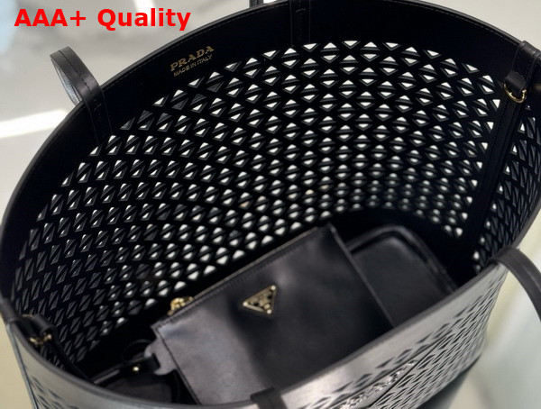 Prada Large Perforated Leather Tote Bag in Black 1BG503 Replica