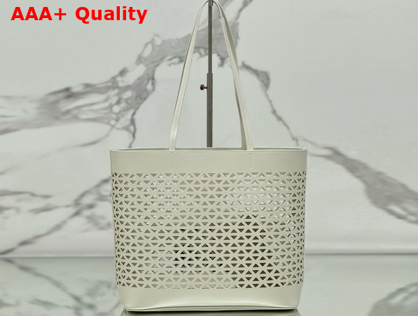 Prada Large Perforated Leather Tote Bag in White 1BG503 Replica